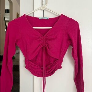 Trendy Pink Long Sleeve Crop Top